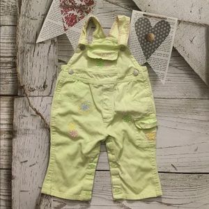Jean wear 6/9M light green embroidered overalls